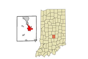Indiana map with Johnson County highlighted