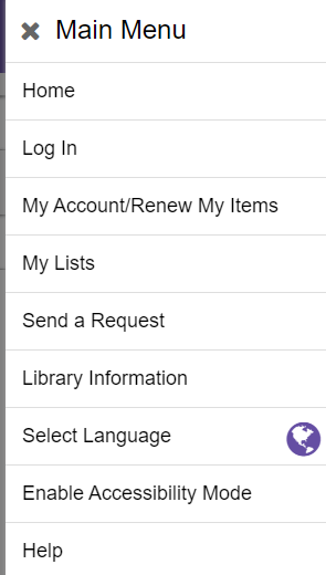 Enterprise mobile account options menu