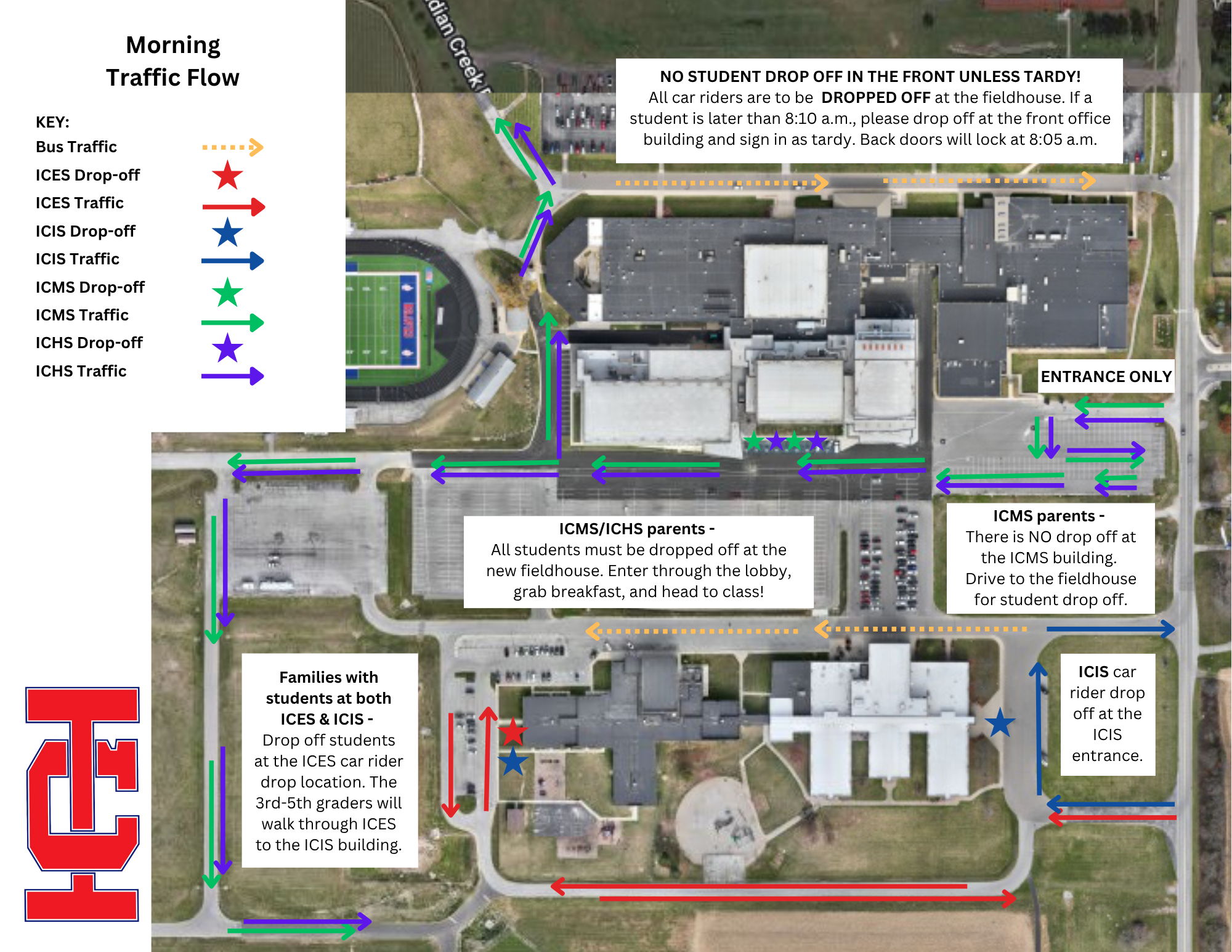 Car Rider Drop Off Notes High School l Indian Creek Schools Indiana