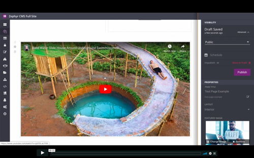 Image of a screenshot of Zephyr for a training video about Adding Content to a Page