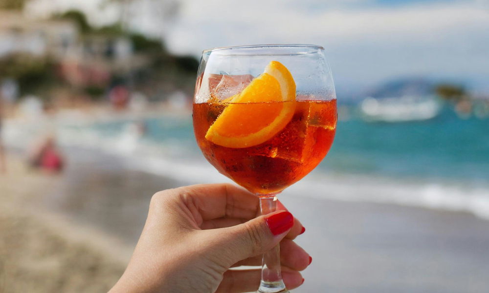 aperol spritz on the beach