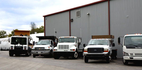 A row of trucks lined up A row of trucks lined up