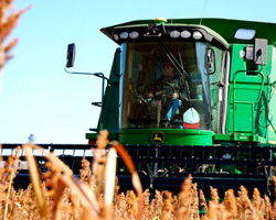 Indy Family Farms tractor in a field