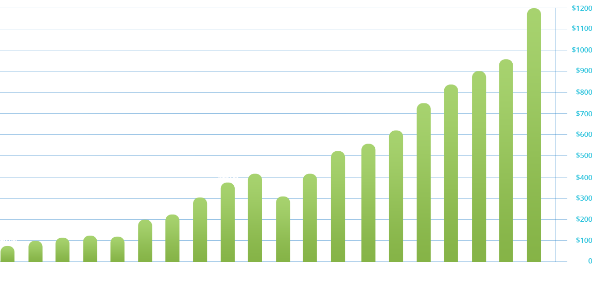 Financial Growth by Client Investment Asset Image of a bar graph showing growth