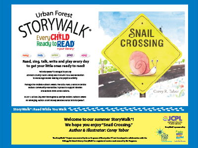 Urban Forest Summer StoryWalk 2025, cover of Snail Crossing