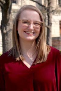 Emily Ketterer Emily Ketterer, editor of Hannah News Service Indiana in red shirt