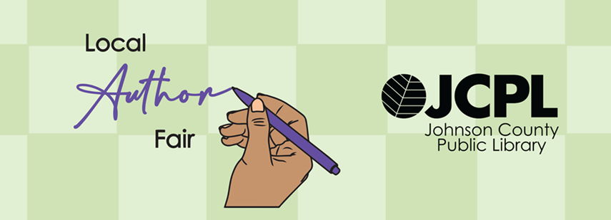 Local Author Fair 2026, hand writing in purple ink on green checked backgroun