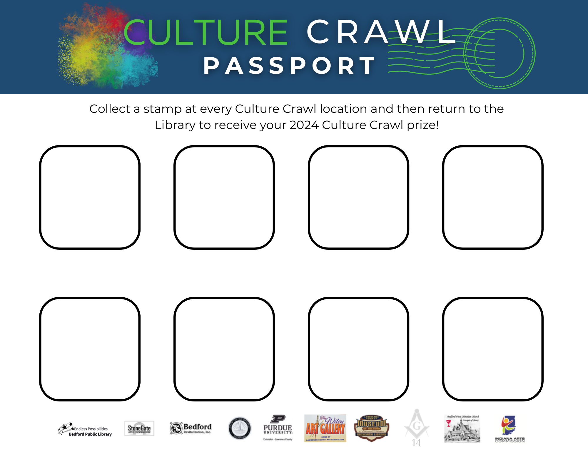 Culture Crawl Passport with spots for stamping all locations