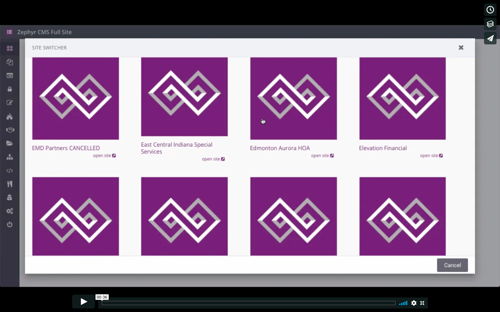Image of a screenshot of Zephyr for a training video about Switching Between Websites