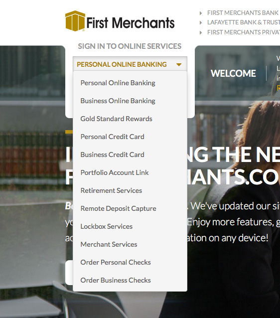 login dropdown first merchants bank list of accounts