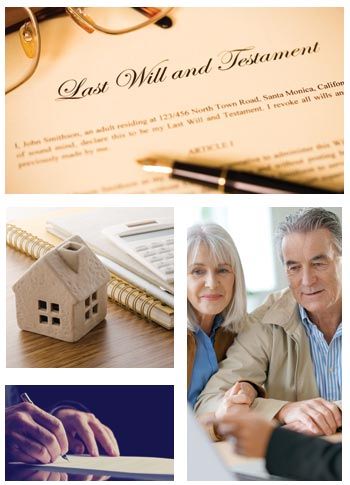 collage of older couple working on estate planning