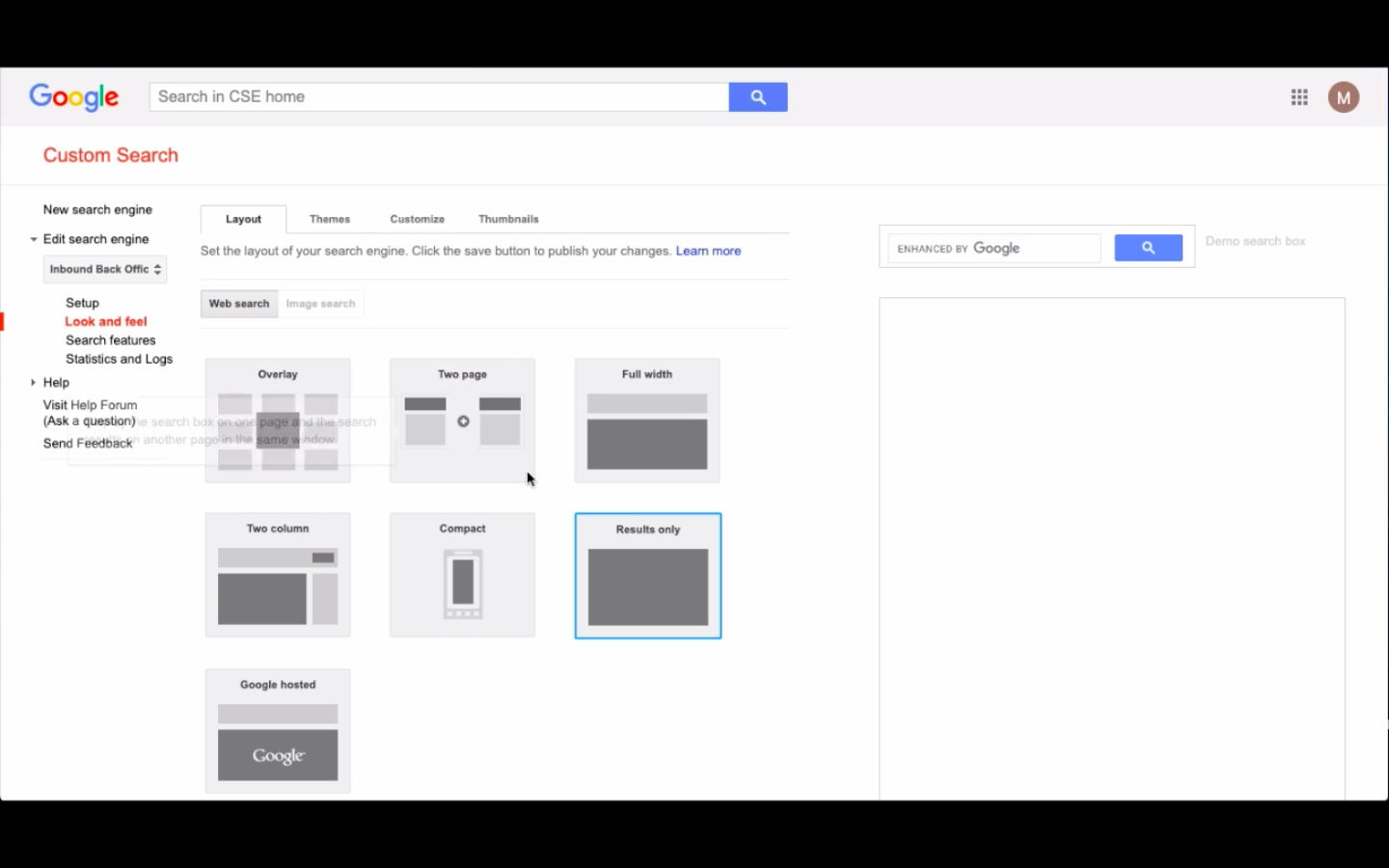 Image of a screenshot of Zephyr for a training video about Google Custom Site Search